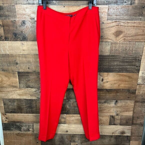 Lafayette 148 New York Clinton Cuffed Pants Red Creased Trousers Size 6 - Picture 16 of 16